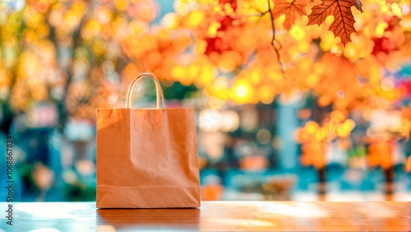 Fototapeta Empty White Objects Mockups with Fall - Autumn Environment - Logo and Graphics Placement