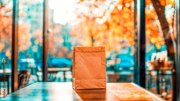 Fototapeta Empty White Objects Mockups with Fall - Autumn Environment - Logo and Graphics Placement