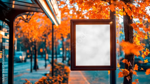 Fototapeta Empty White Objects Mockups with Fall - Autumn Environment - Logo and Graphics Placement