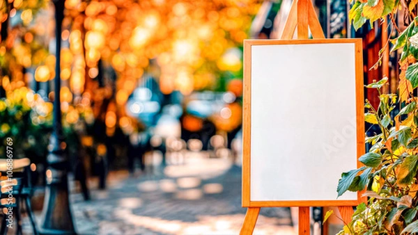 Fototapeta Empty White Objects Mockups with Fall - Autumn Environment - Logo and Graphics Placement