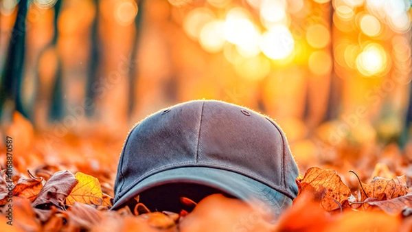 Fototapeta Empty White Objects Mockups with Fall - Autumn Environment - Logo and Graphics Placement