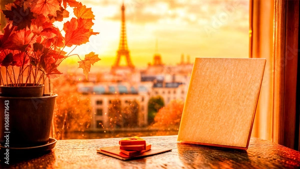 Fototapeta Empty White Objects Mockups with Fall - Autumn Environment - Logo and Graphics Placement