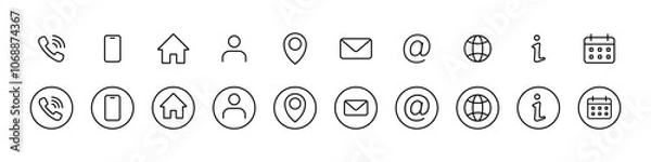Fototapeta Contact icons set. Contact us icon collection. Business web icons. Vector icons