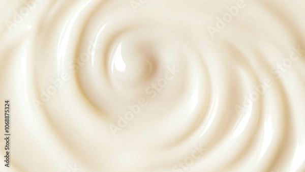 Fototapeta Smooth Swirl Texture of White Cream, Yogurt, or Mayonnaise Background