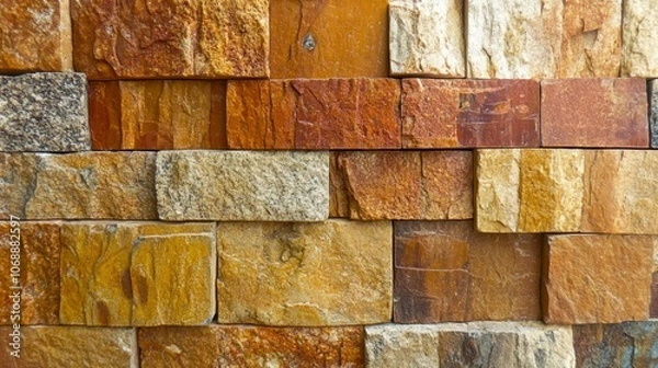 Fototapeta Processed collage of old medieval stone wall texture in daylight. Background for banner, backdrop or texture for 
