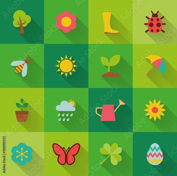 Obraz Icone primaverili in flat design