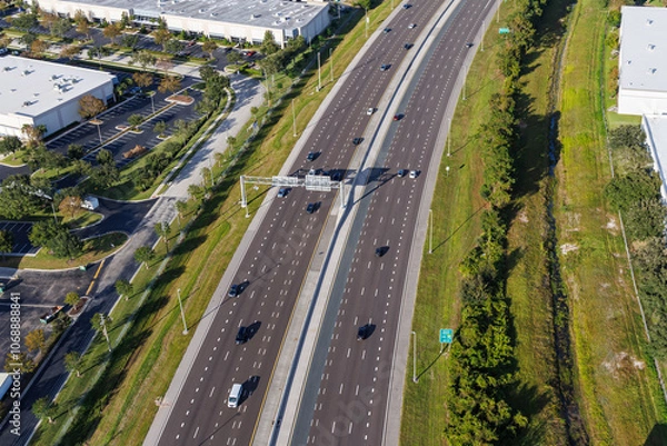 Fototapeta Aerial view on Interstate 528 toll road Martin Andersen Beachline Expy in Orlando, United States