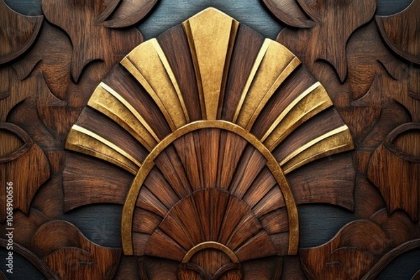 Fototapeta Intricate Art Deco Wood Inlay Design