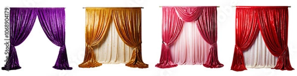Fototapeta Set of sequins curtain backdrops. Glamorous sequin decor.