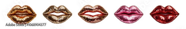 Fototapeta Set of sequins lips.