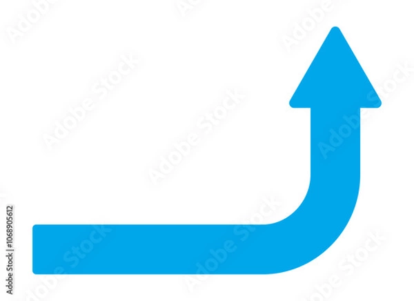 Obraz 横から上方向に直角に曲がっている長い矢印のアイコン - シンプルな急上昇を表す記号や装飾のイラスト素材