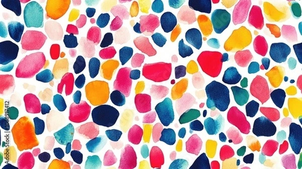 Fototapeta Colorful seamless pattern of abstract watercolor shapes ideal for fabric design and creative projects