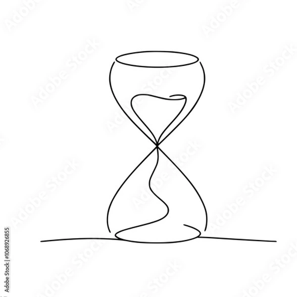 Fototapeta Minimalist continuous line hourglass drawing symbolizing time and balance
