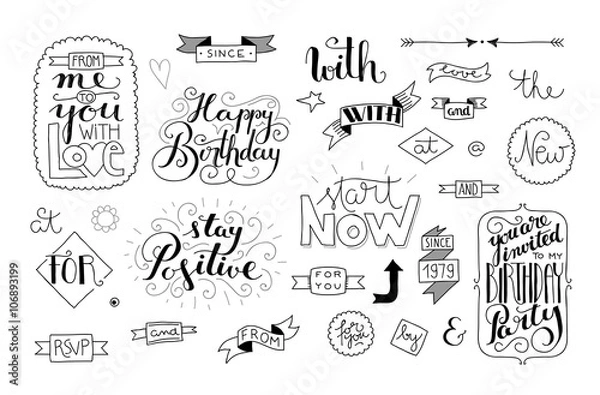 Obraz handlettering elements, quotes and words