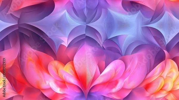 Fototapeta Seamless pattern of a 3D fractal surface with dynamic light effects modern background for graphic design digital art