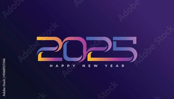 Fototapeta Happy New Year 2025 with the creative concept of number combination. Creative Gradient art banner.