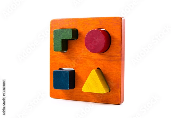 Obraz wooden blocks shape sorter toy isolated on white background