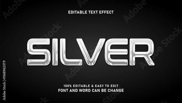 Fototapeta Editable modern and elegant 3d silver style text effect