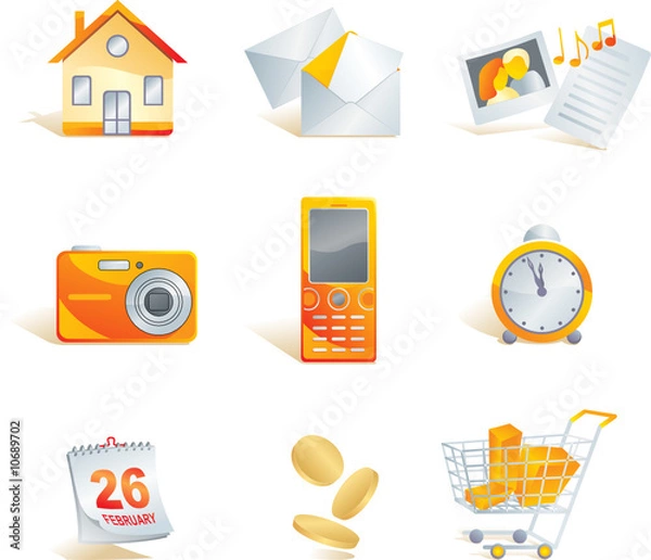 Fototapeta Icon set - web, commerce and electronics items.