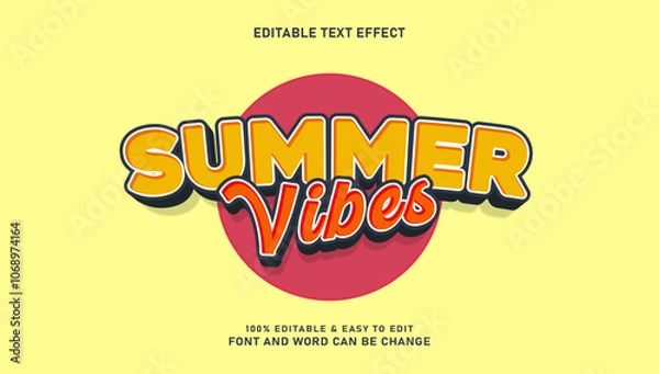 Fototapeta Summer mood vector text effect with 3d style editable