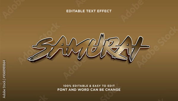 Fototapeta Samurai text effect with 3d vector style that can be edited