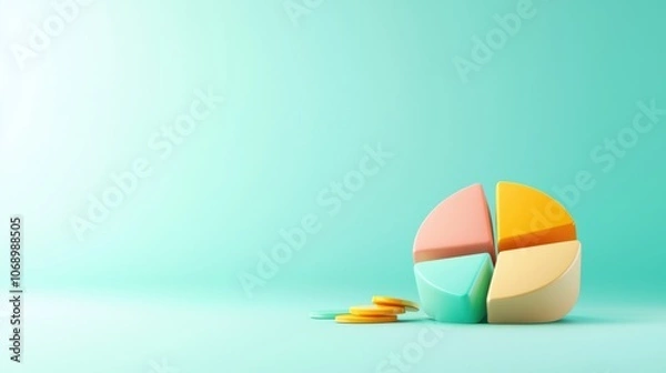 Obraz Visualize financial data with high fidelity 3d pie chart featuring soft shadows and isolated design