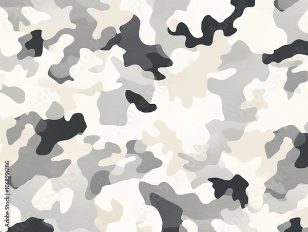 Fototapeta Seamless Rough Textured Military Camouflage Pattern in Light Urban Grey and Snow