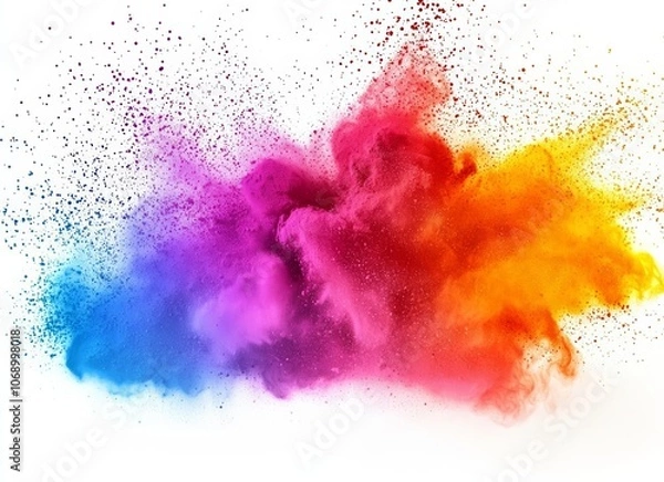 Obraz abstract multicolored powder splatted on white background,Freeze motion of color powder exploding , isolated on white background,  , copy space for text,