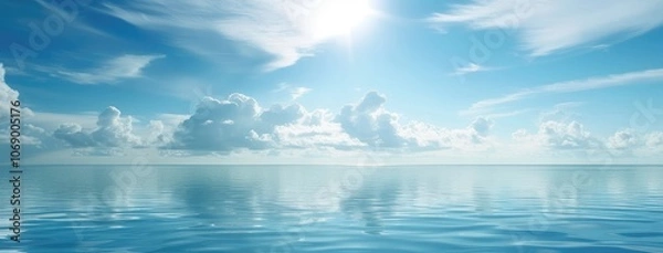 Obraz Tranquil Ocean Horizon with Sunny Blue Sky