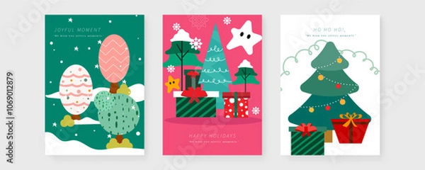 Obraz Festive Holiday Greeting Cards with Cheerful and Joy Messages