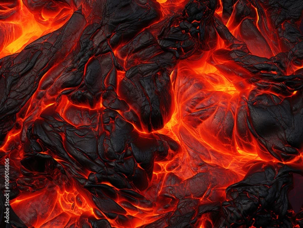 Obraz Seamless Molten Lava and Volcanic Rock Background Texture
