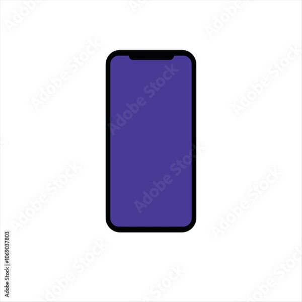 Fototapeta smartphone mockup. Mobile phone vector with isolated on white background. Device front view. 2D mobile phone, high quality smart phone mockup for ui ux presentation.
