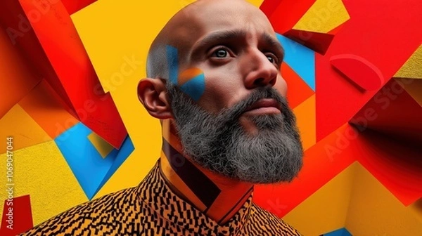 Fototapeta american flag with person