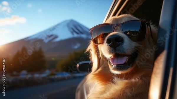 Obraz dog in the car