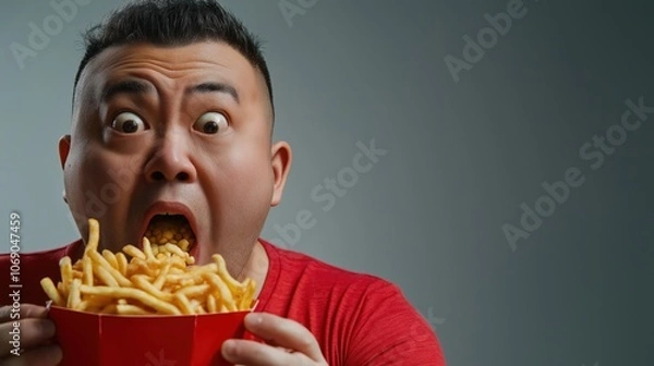 Fototapeta person eating a burger