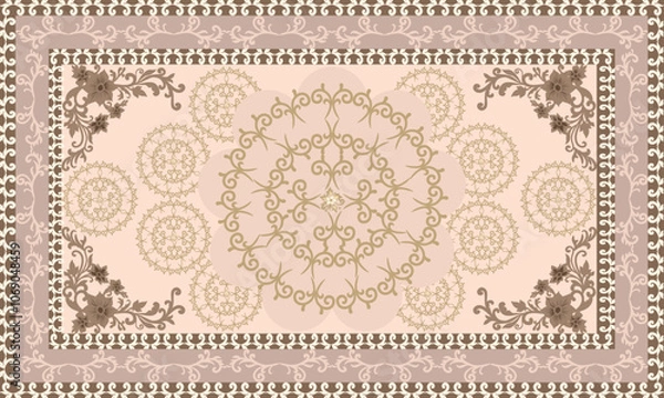 Fototapeta carpet pattern design, Navajo tribal fabric, boho,  geometric pattern, elegant design carpet, decorate the dining room, bedroom, carpet pattern blanket, woven carpet illustration