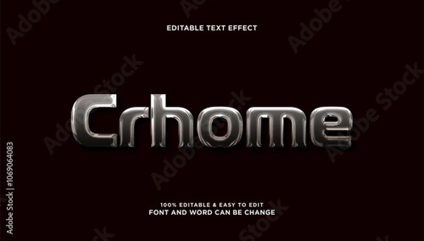 Obraz Chrome text effect with 3d style that can be edited