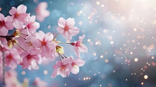 Fototapeta Glowing Cherry Tree in a Soft Pink Galaxy