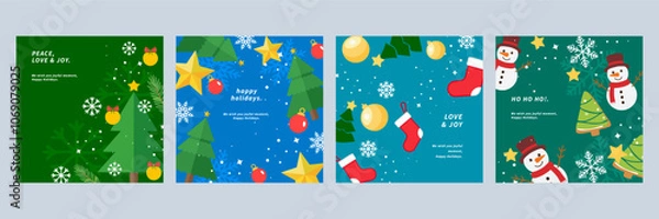 Obraz Joyful Holiday Greeting Cards with Christmas Themes