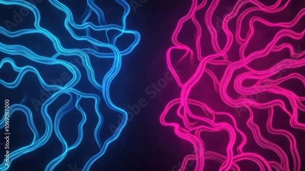 Fototapeta Vibrant Fractal Energy Patterns in Neon Flow