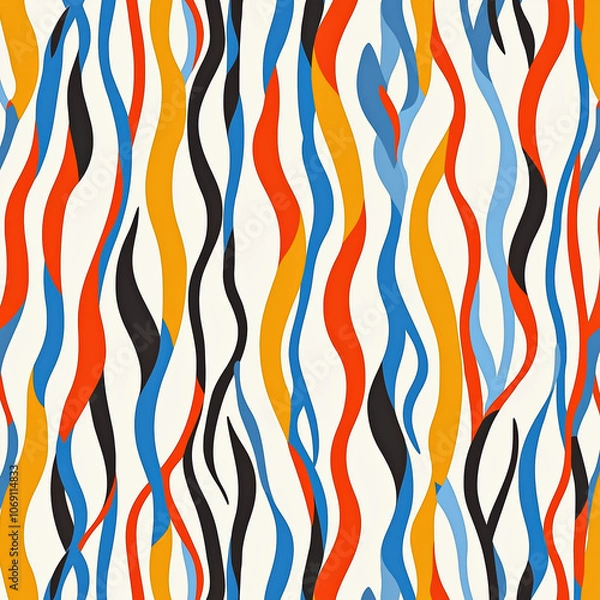 Fototapeta Seamless Abstract Pattern, Abstract Vivid Vector Graphic In Retro Vintage Style For Apparel. Flyer, Poster, Banner Element, Wallpaper Element.
