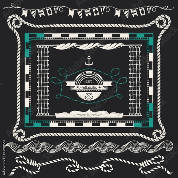 Obraz Nautical Vintage Frames and Borders