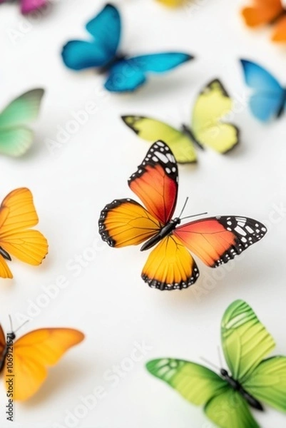 Obraz Vibrant butterflies in various colors and patterns