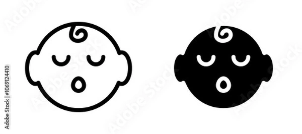 Fototapeta Sleeping baby icon symbol collection on white background.