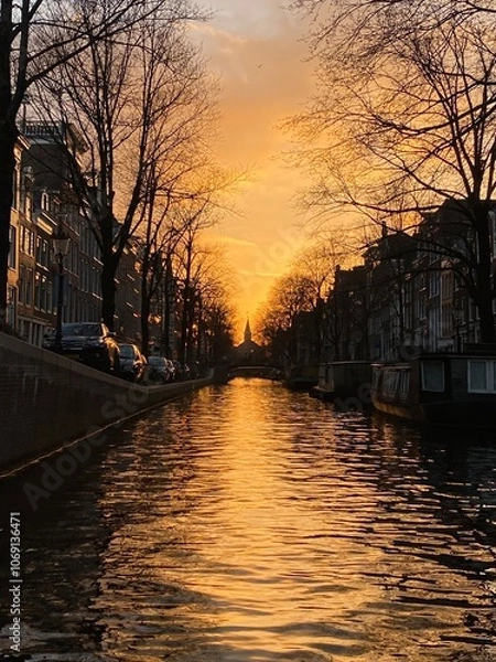 Obraz sunset over the river