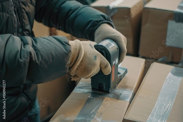 Obraz holding package boxes