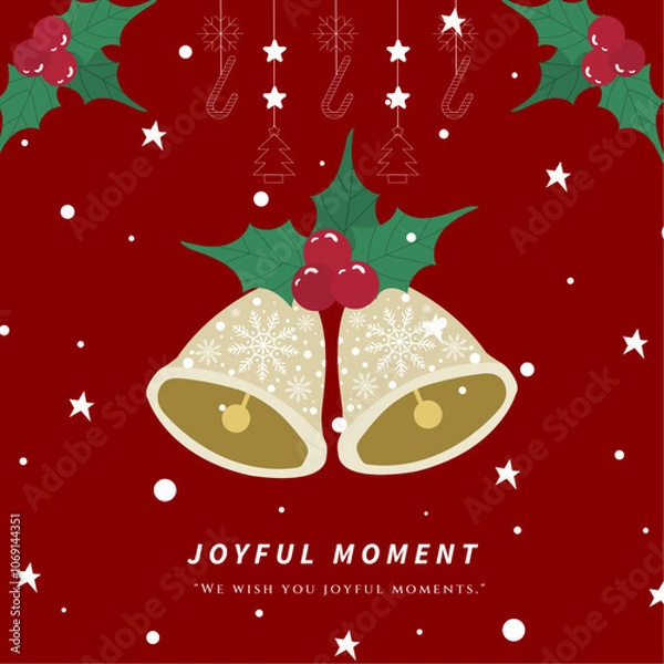 Fototapeta Festive Christmas Card with Christmas Elemen Decoration