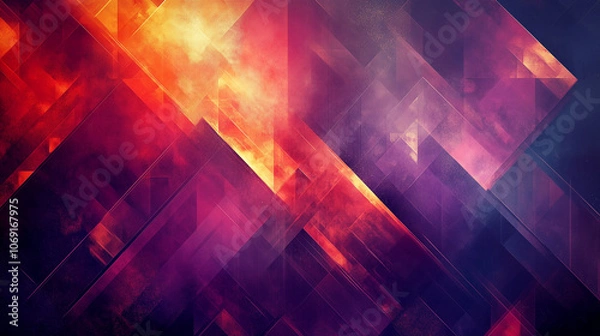 Fototapeta Abstract geometric background with vibrant red and purple tones