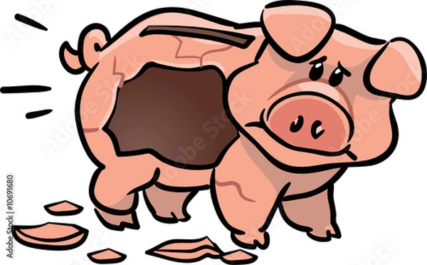 Obraz vector cute empty piggy bank illustration