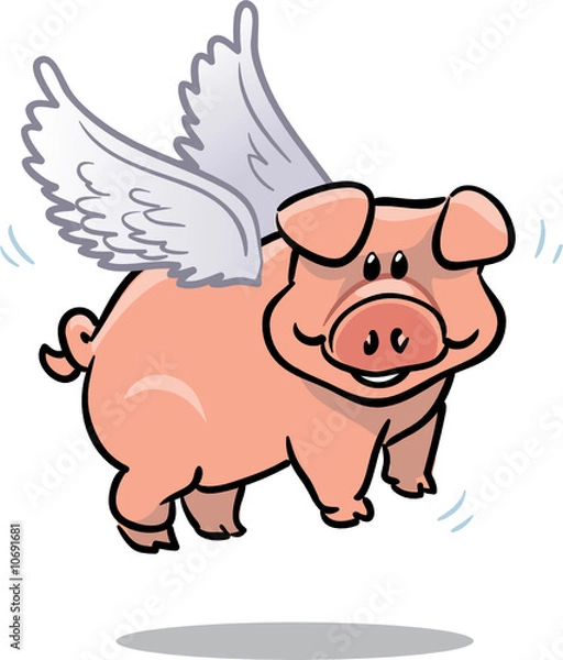 Obraz vector cute flying pig illustration